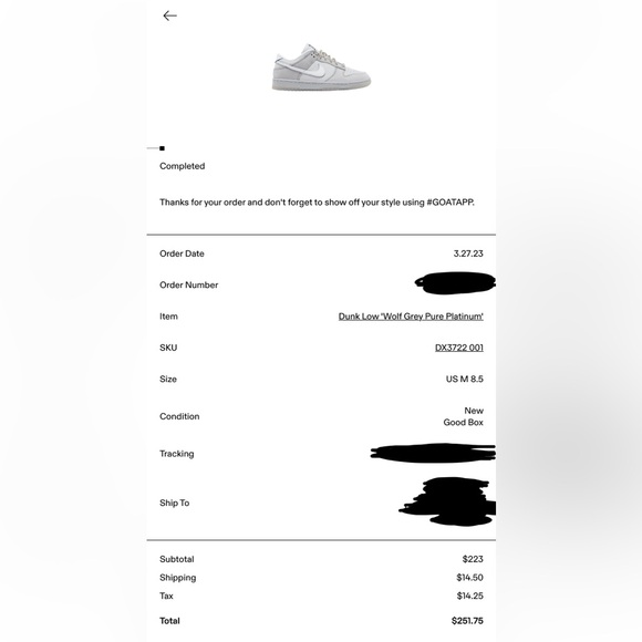 AUTHENTIC Dunk Low 'Wolf Grey Pure Platinum' - Picture 7 of 7